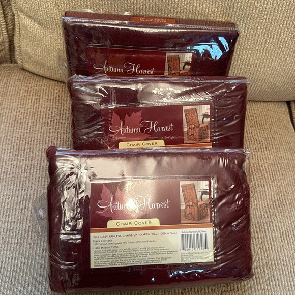 Autumn Harvest Dining Armless Chair Cover
Wine Embossed Design 42 in Max - Picture 4 of 4